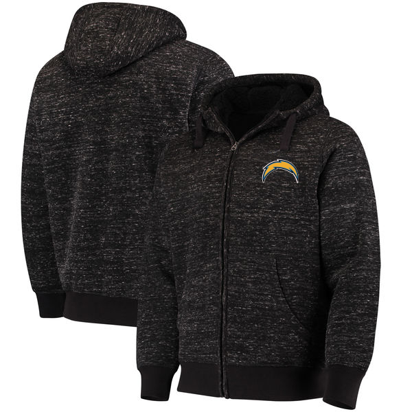 Men's Los Angeles Chargers G-III Sports by Carl Banks Heathered Black Discovery Sherpa Full-Zip NFL Jacket